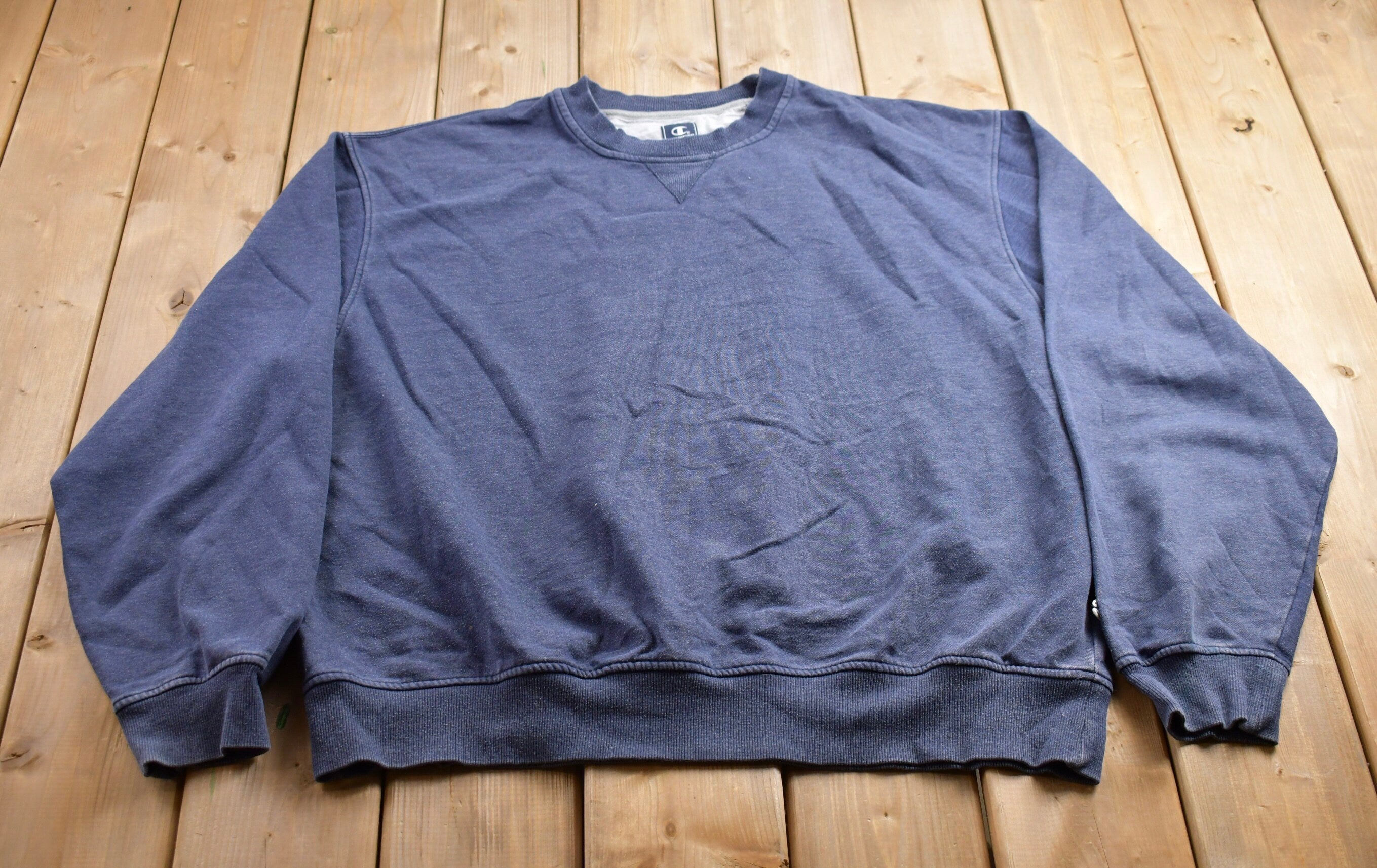 Vintage 1990s Champion Blank Blue Crewneck Sweatshirt