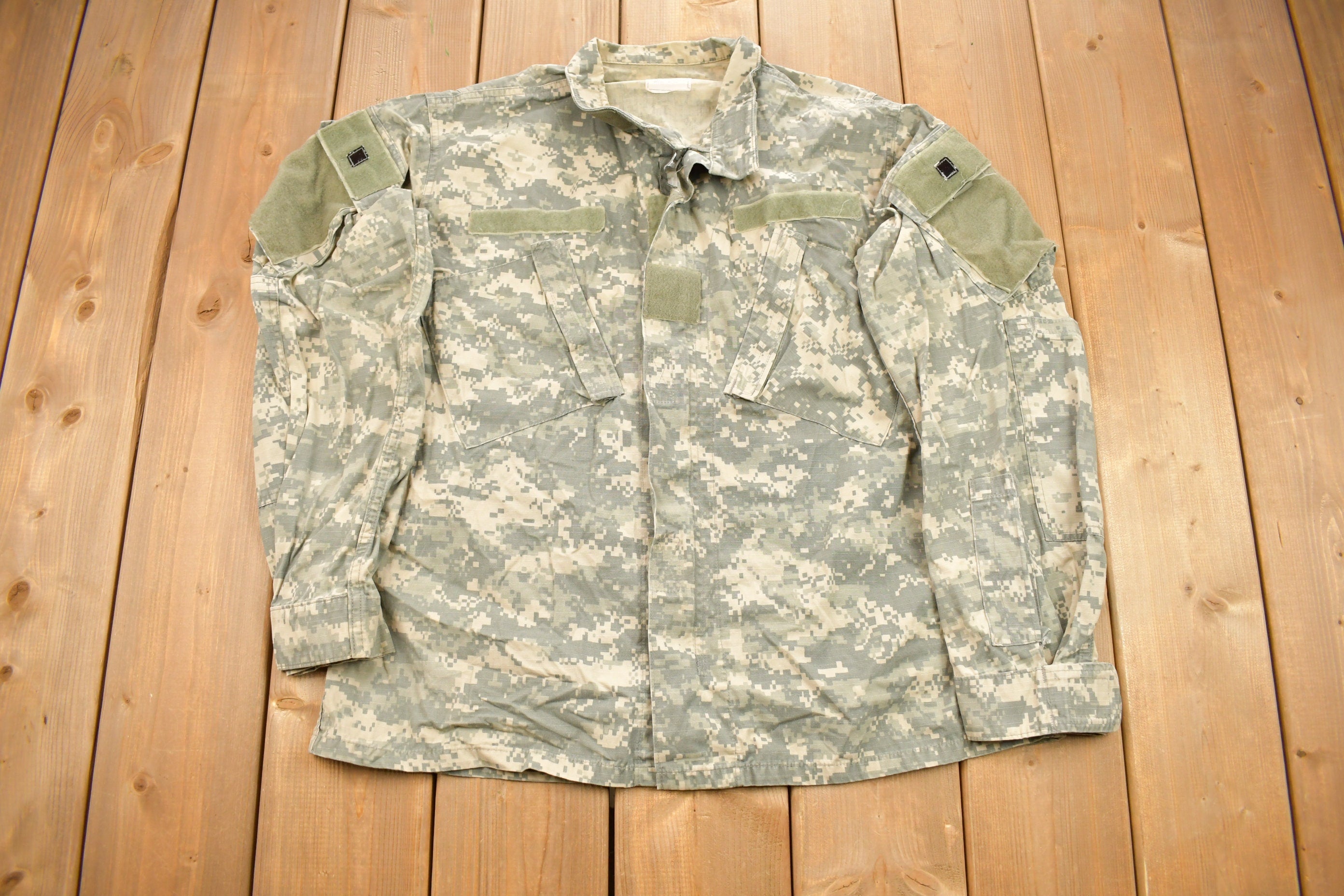 Vintage Army Digital Camo Military Button Up Shirt