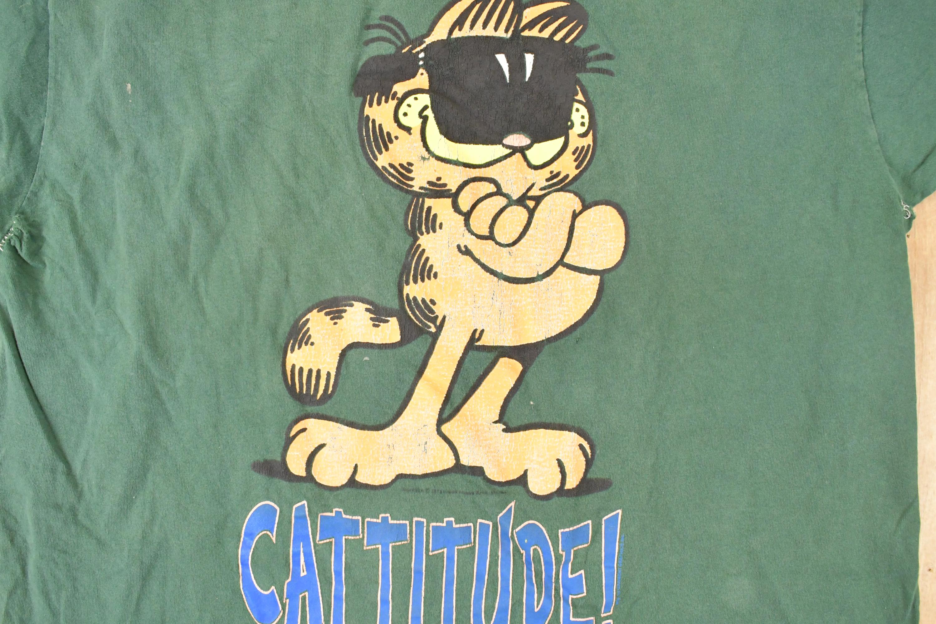 Vintage 1990s Garfield Cattitude Cartoon Souvenir T-Shirt Men's L