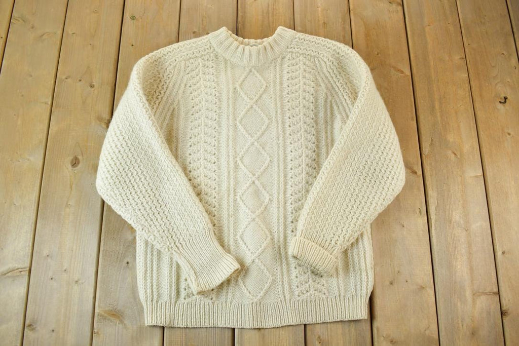 Vintage 1990s St Michael 100% Cable Knit Wool Knit Sweater