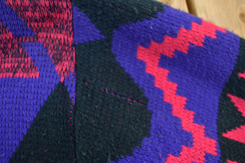 Vintage 1980s Express Knitted Abstract Cardigan Sweater Jacket