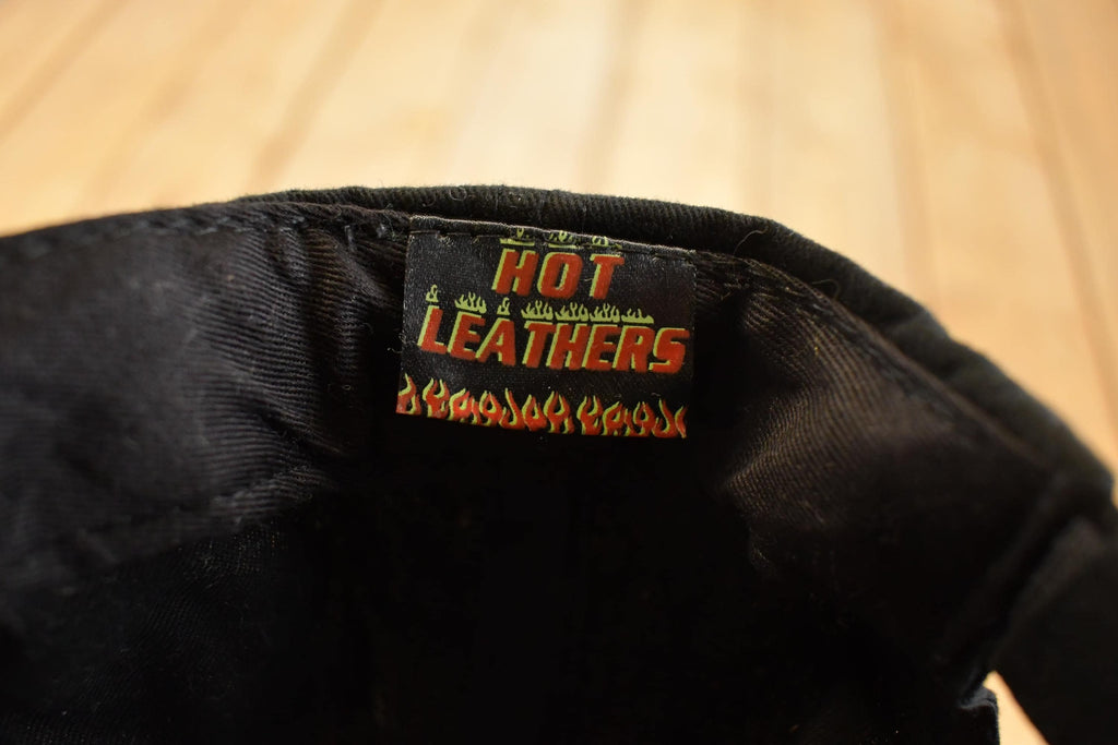 Vintage 1990s Deadstock Fire Motorcycle Man Hot Leathers Embroidered Strapback Hat