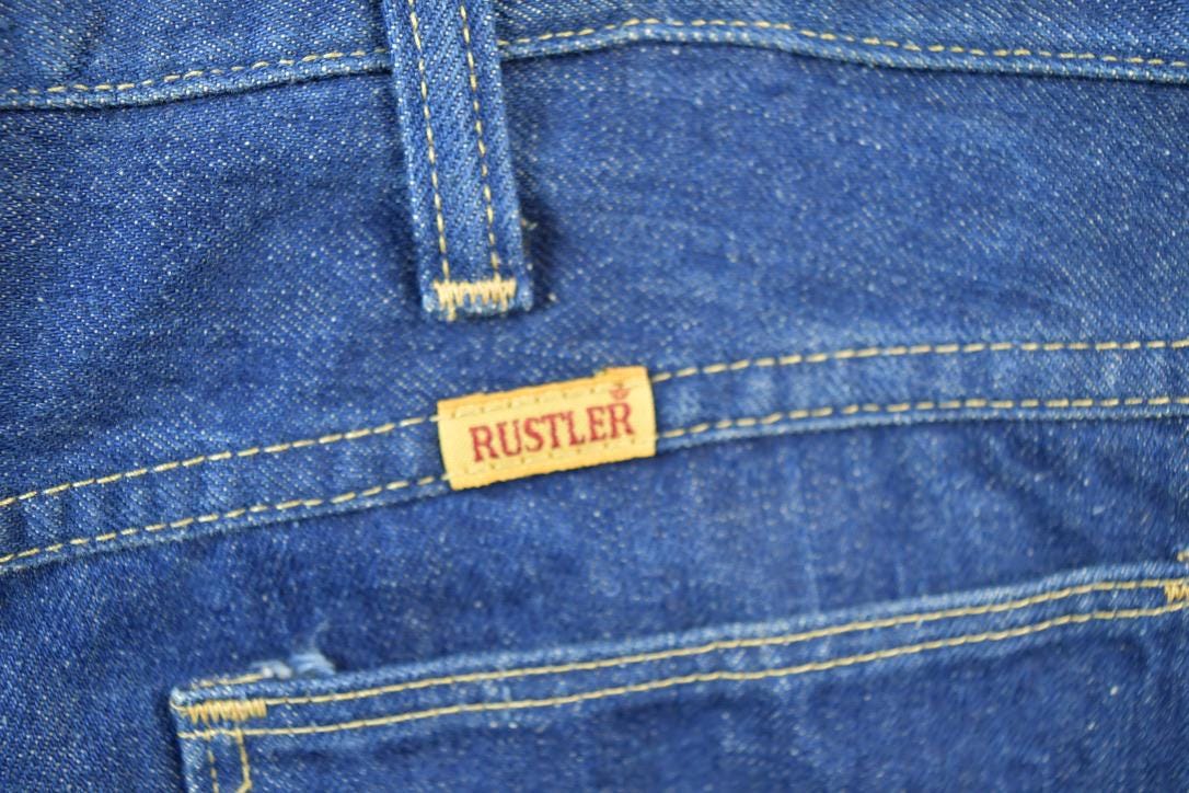 Vintage 1970s Rustler Denim Jeans Size 38 x 32 Made In USA