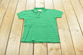 Vintage 1980s Striped Green Polo Quarter Button Up Shirt Mens XS
