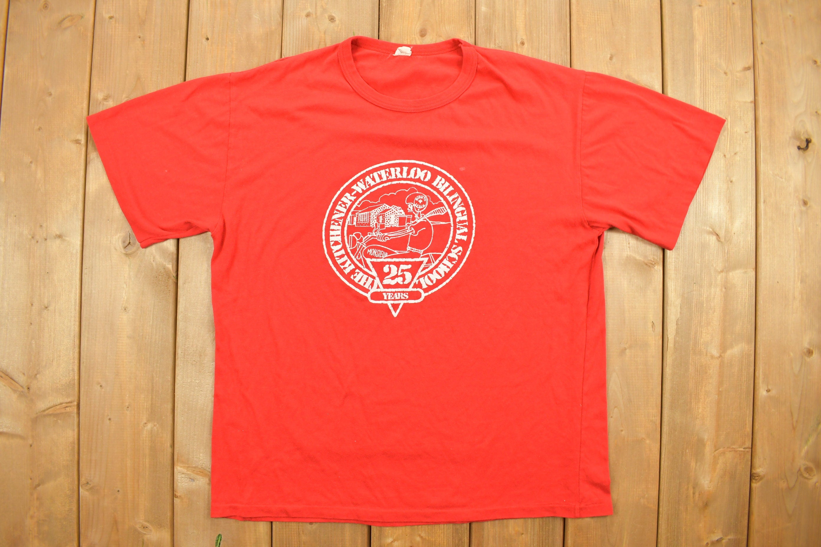Vintage 1990s Kitchener Waterloo Bilingual School Graphic T-Shirt