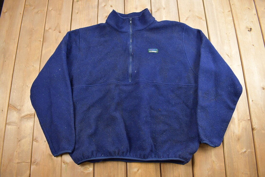 Vintage 1980s LL Bean Half Zip Fleece Sweater / Made In USA / 80s Sweater / Streetwear / Athleisure / Hiking / Blue / 80s LL Bean