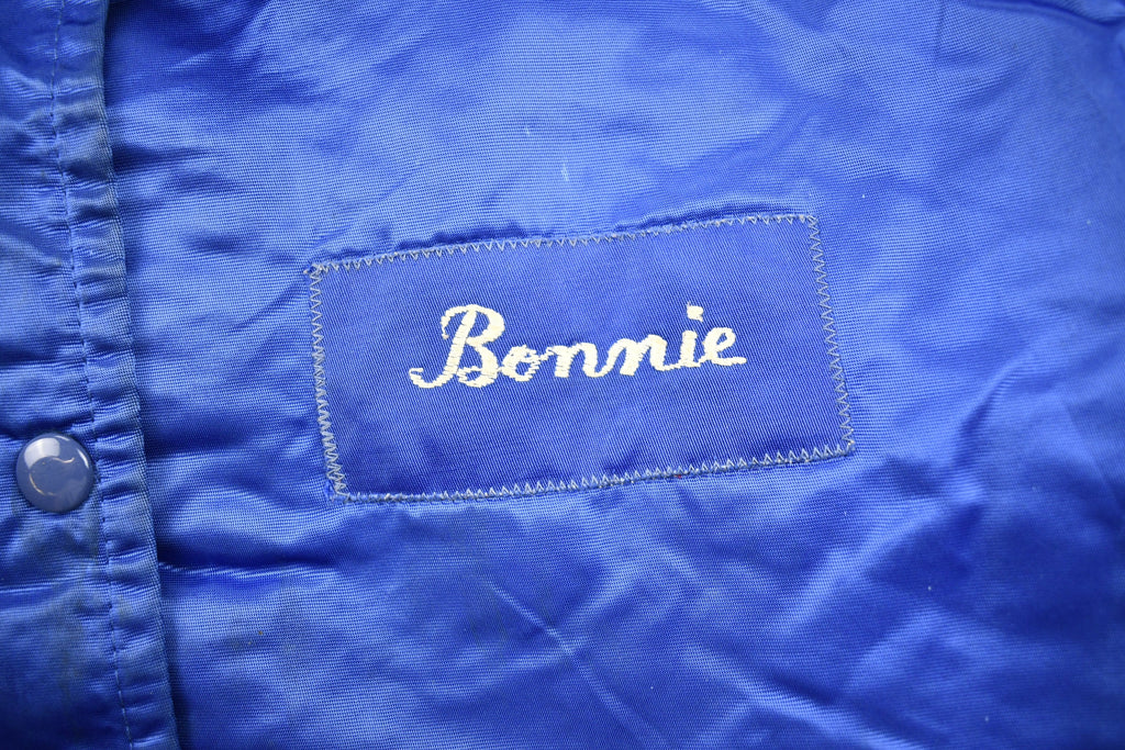 Vintage 1980s Blue Country Satin Windbreaker Jacket