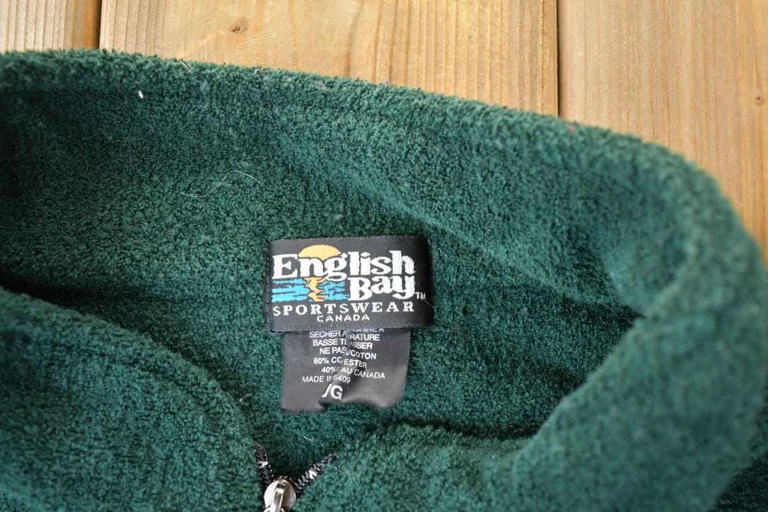 Vintage 2001 Toronto RV Show Quarter Zip Suede Patch Fleece Sweater