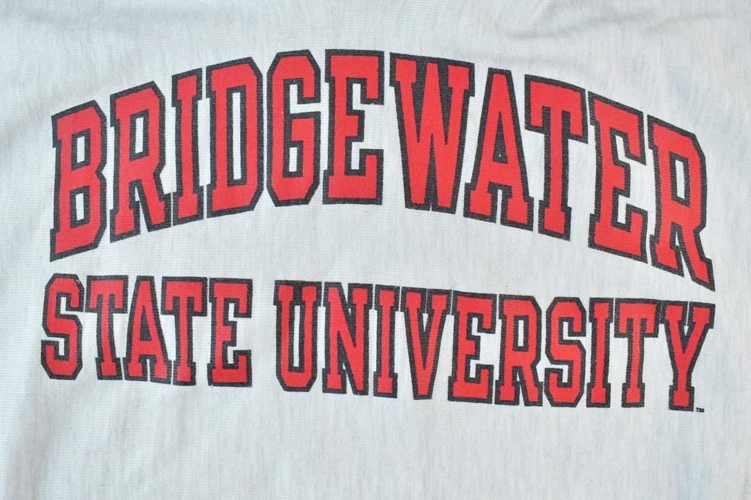 Vintage 1990s Champion Reverse Weave Bridgewater State University Hoodie Sweatshirt