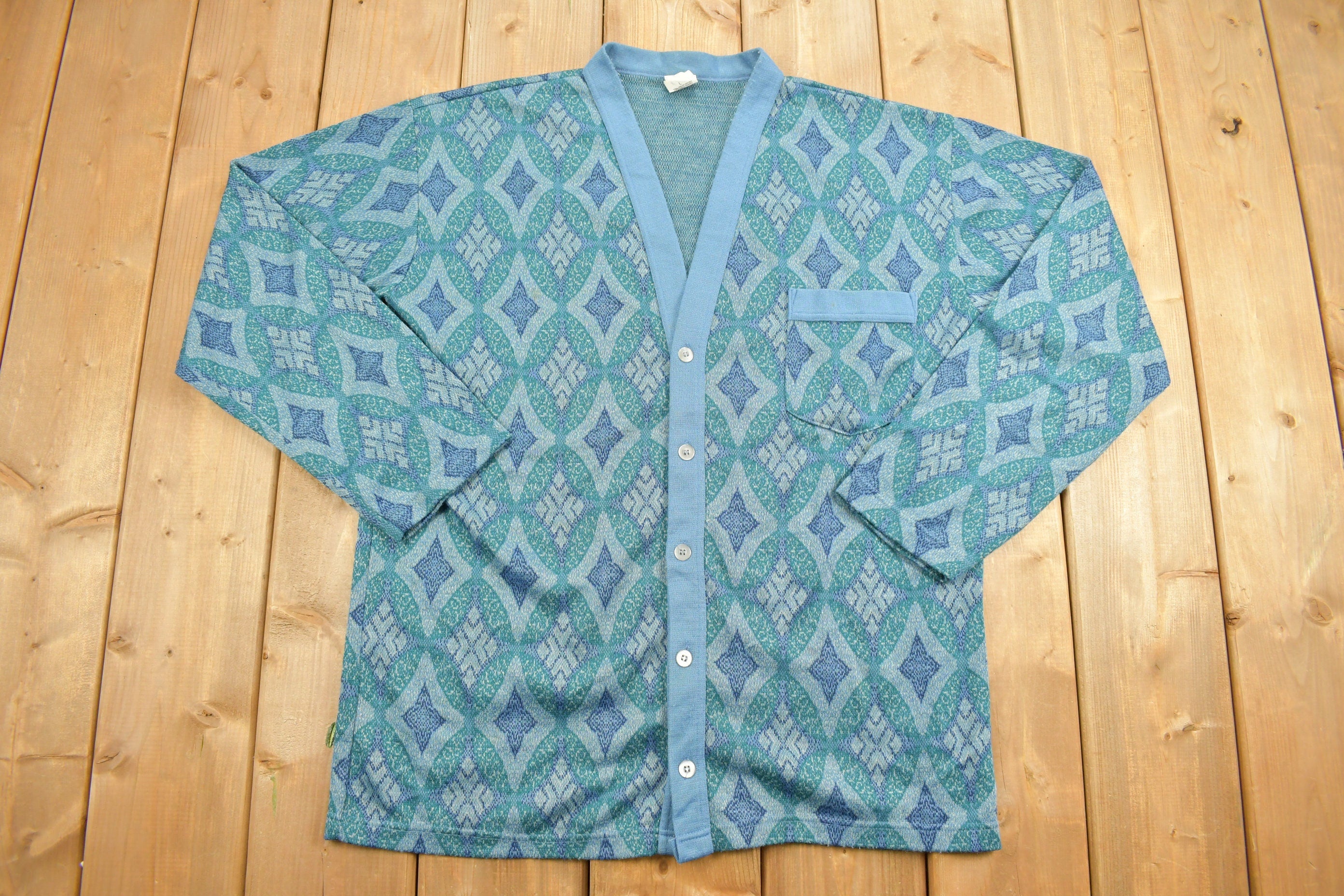 Vintage 1990s Abstract Button Up Cardigan Sweater