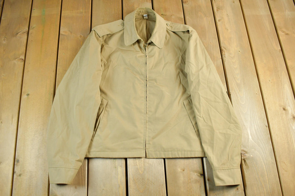 Vintage 1970s 1980s Blank Beige Harrington Windbreaker Jacket Mens 42R  True Vintage  Streetwear  Blank Windbreaker  70s Jacket