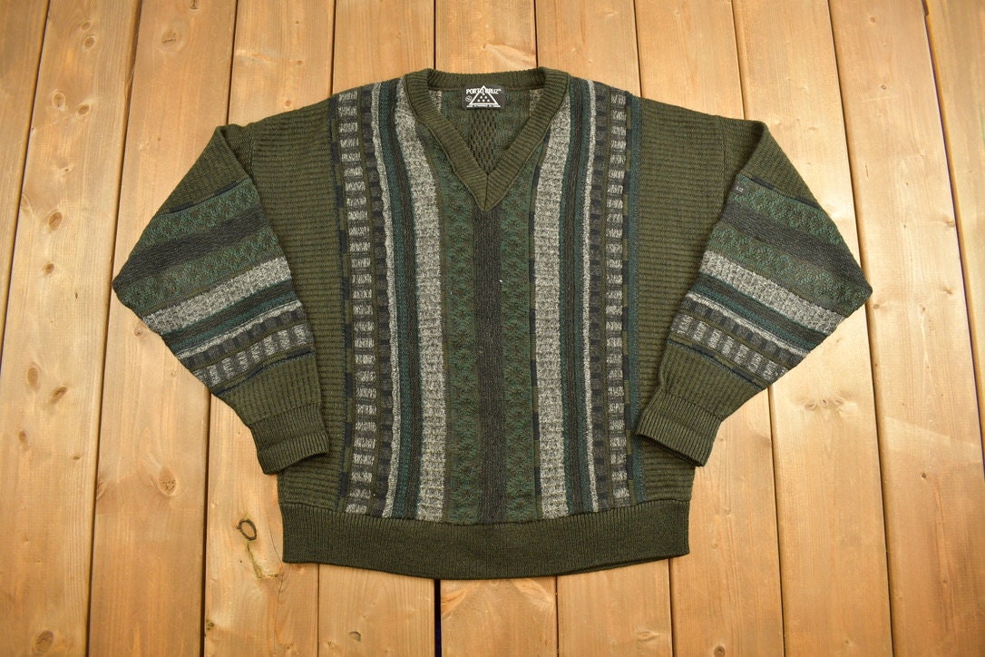 Vintage 1980s Porto Cruz Knitted V Neck Sweater