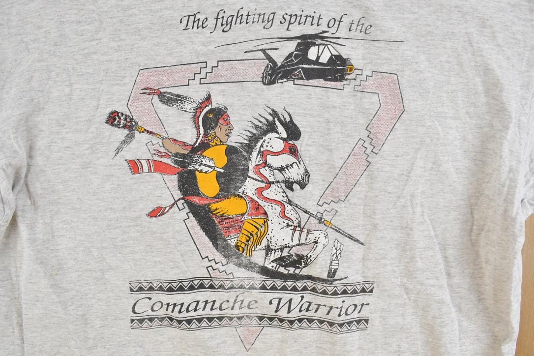 Vintage 1990s Comanche Warrior Spirit Aztec Graphic T-Shirt