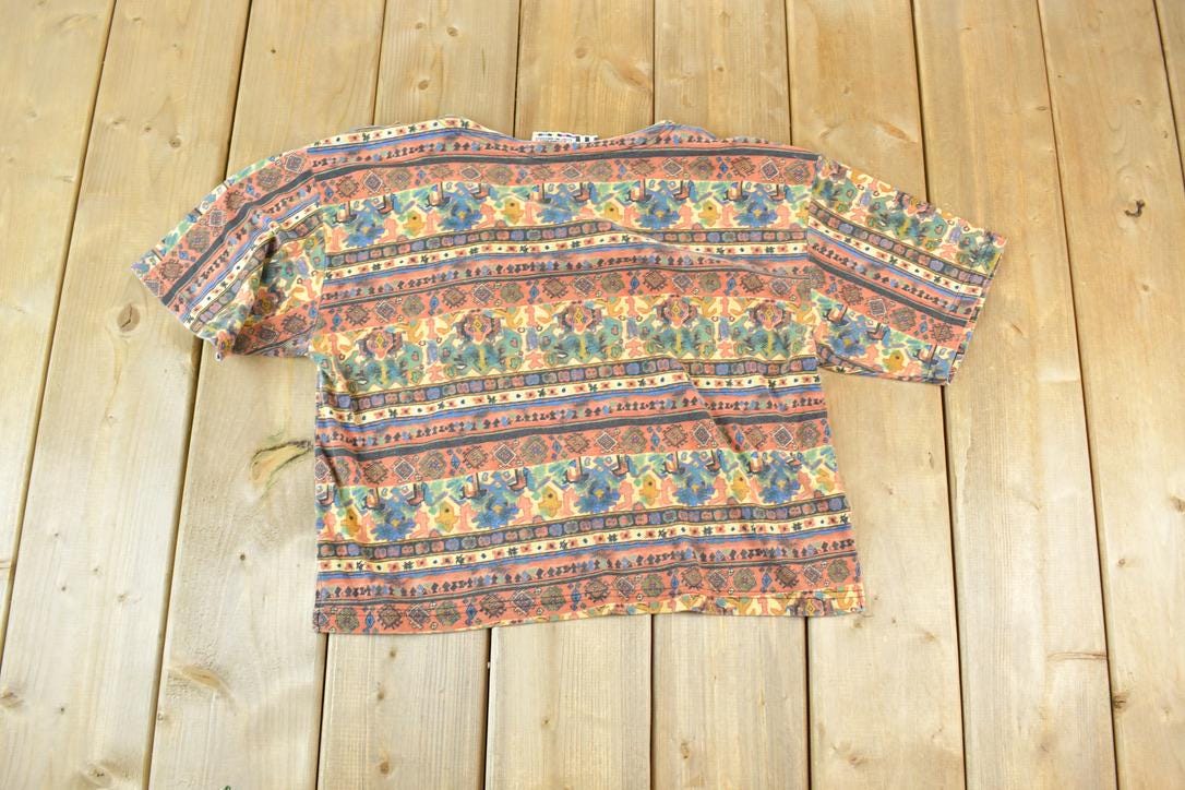 Vintage 1990s Forenza Coogi Style Print Single Stitch T-Shirt