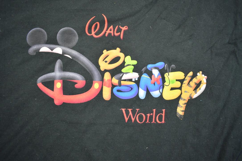 Vintage Y2k Walt Disney World Character Letter Graphic T Shirt / Mickey Pooh Goofy Donald Pluto Tiger