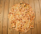Vintage 1990s Horizon Leaf Themed Button Up Shirt  1990s Button Up  Vintage Flannel  Basic Button Up  All Over Print