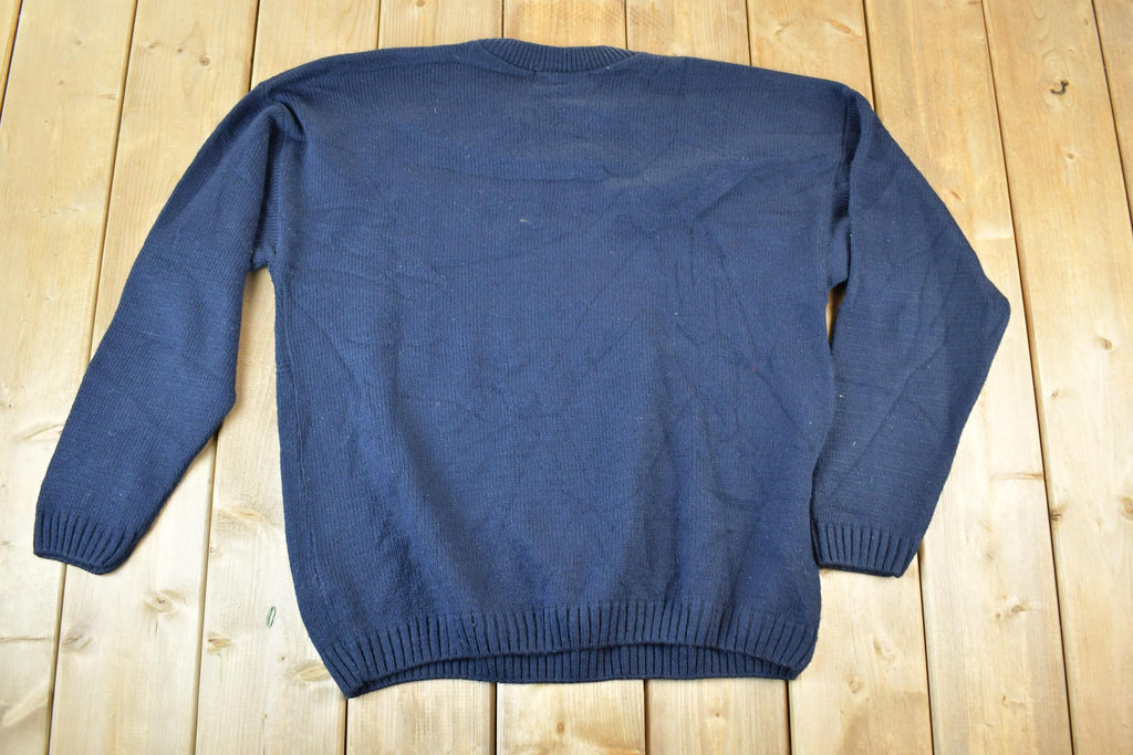 Vintage 1990s David Taylor American Flag Knit Crewneck Sweater Mens XL