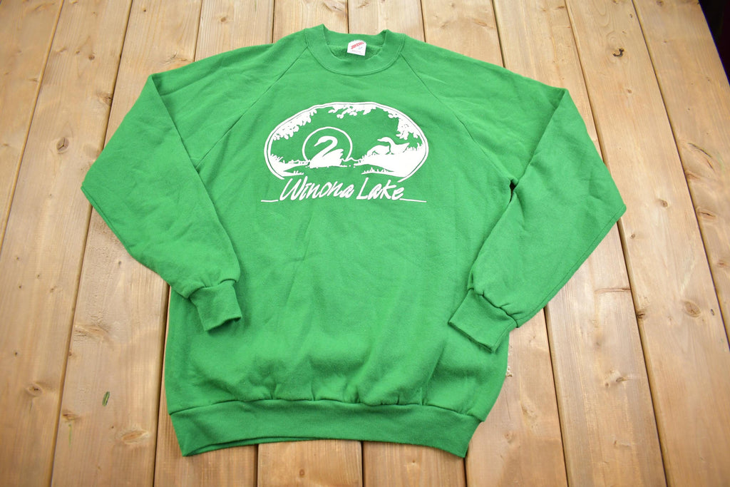 Vintage 1990s Winona Lake Souvenir Jerzees Crewneck Sweatshirt Made in USA