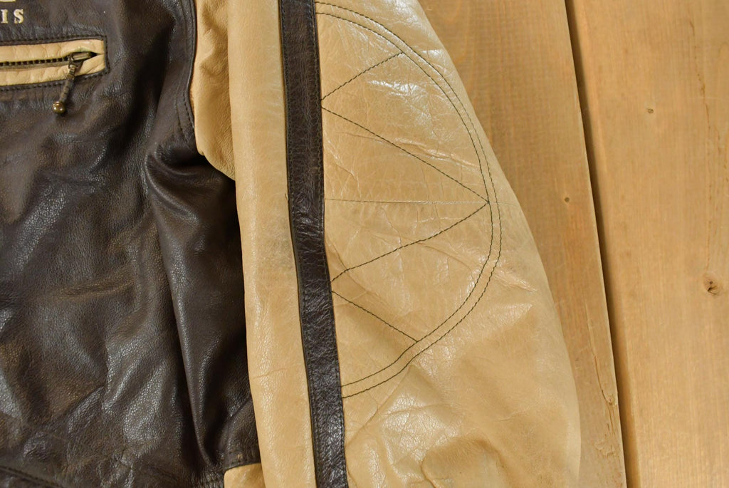 Vintage Y2K Perry Ellis Leather Bomber Jacket Men's 2XL