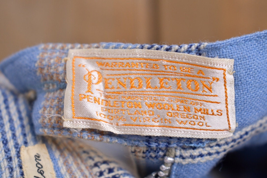 Vintage 1970s Pendleton Plaid Pleated Skirt Size 22 x 25.5