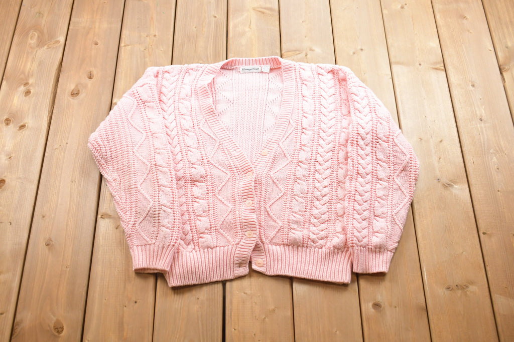 Vintage Pink Knitted Cardigan Sweater