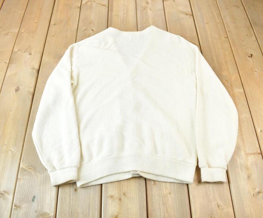 Vintage 1980s Arnie Knit White Cardigan Sweater