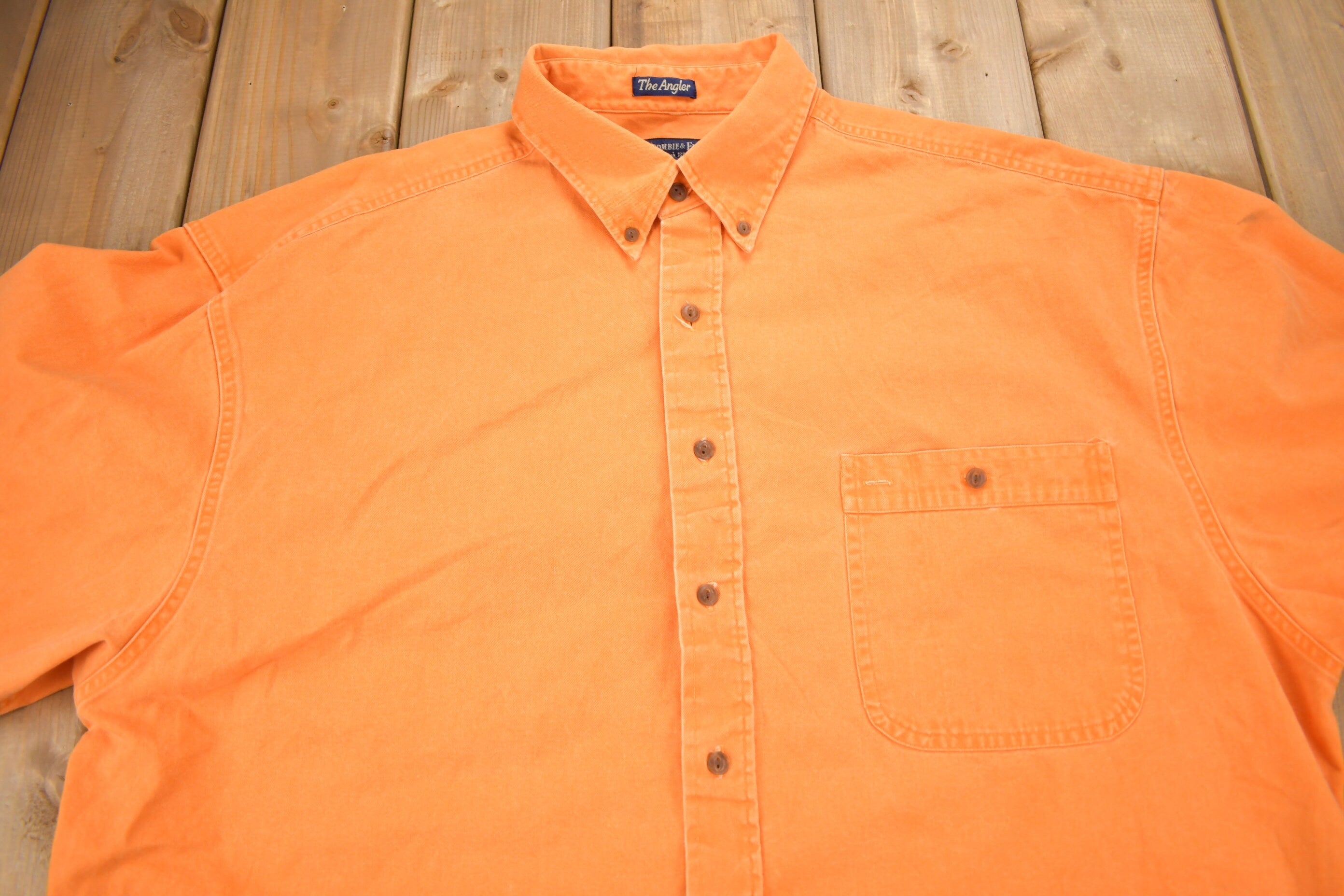 Vintage 1990s Abercrombie & Fitch Blank Orange Button Up Shirt