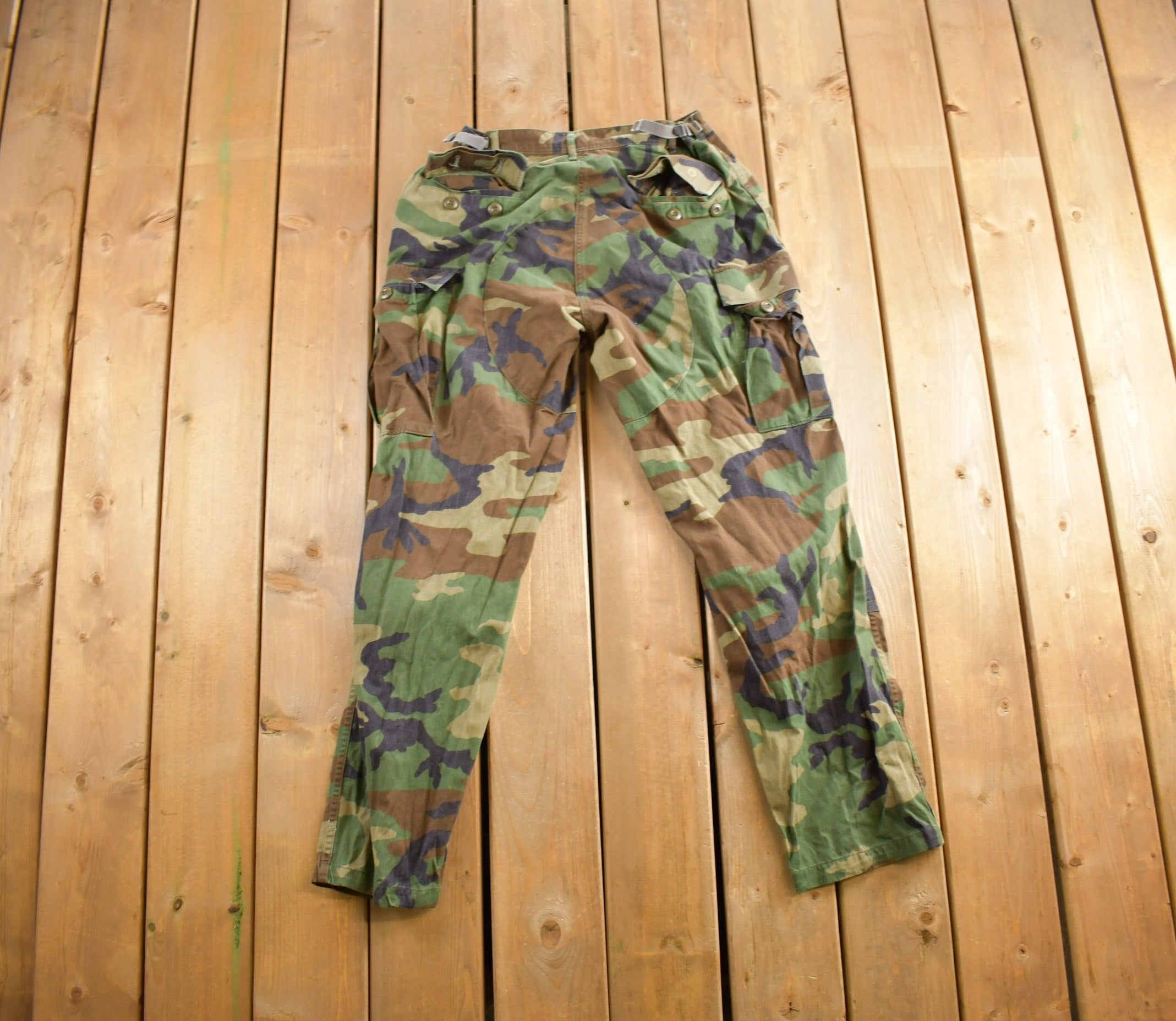 Vintage 1990s Army Woodland Camouflage Cargo Pants Size 34x29