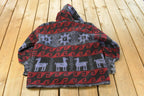 Vintage 1980s Ecuador Native Wool Hand Knit Hoodie Sweater Men's XL
