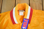 Vintage 2000s Hardwood Classics Atlanta Hawks NBA Basketball Embroidered Snap Button Satin Bomber Jacket Mens 3XL
