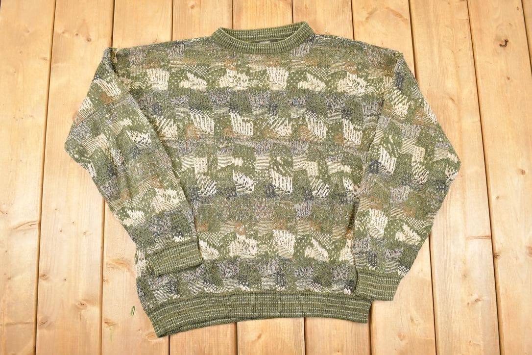 Vintage 1990s TSR Abstract Knit Crewneck Sweater Men's L