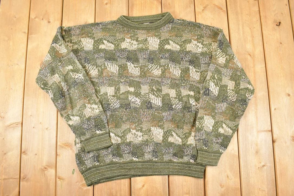 Vintage 1990s TSR Abstract Knit Crewneck Sweater Men's L