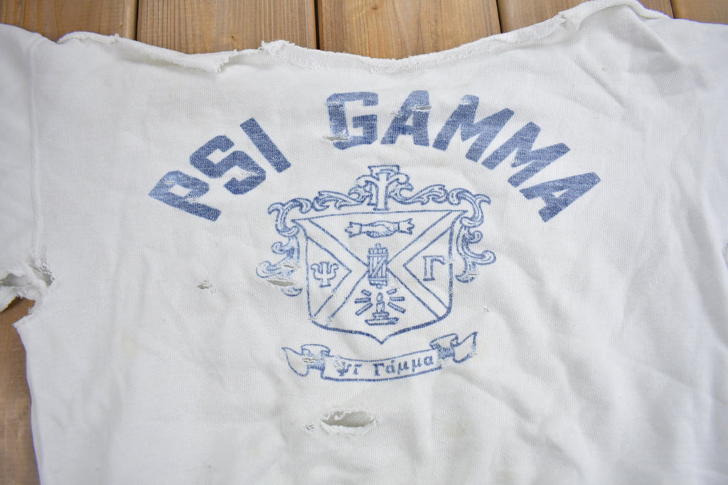 Vintage 1950s PSI Gamma Thrashed Collegiate Crewneck