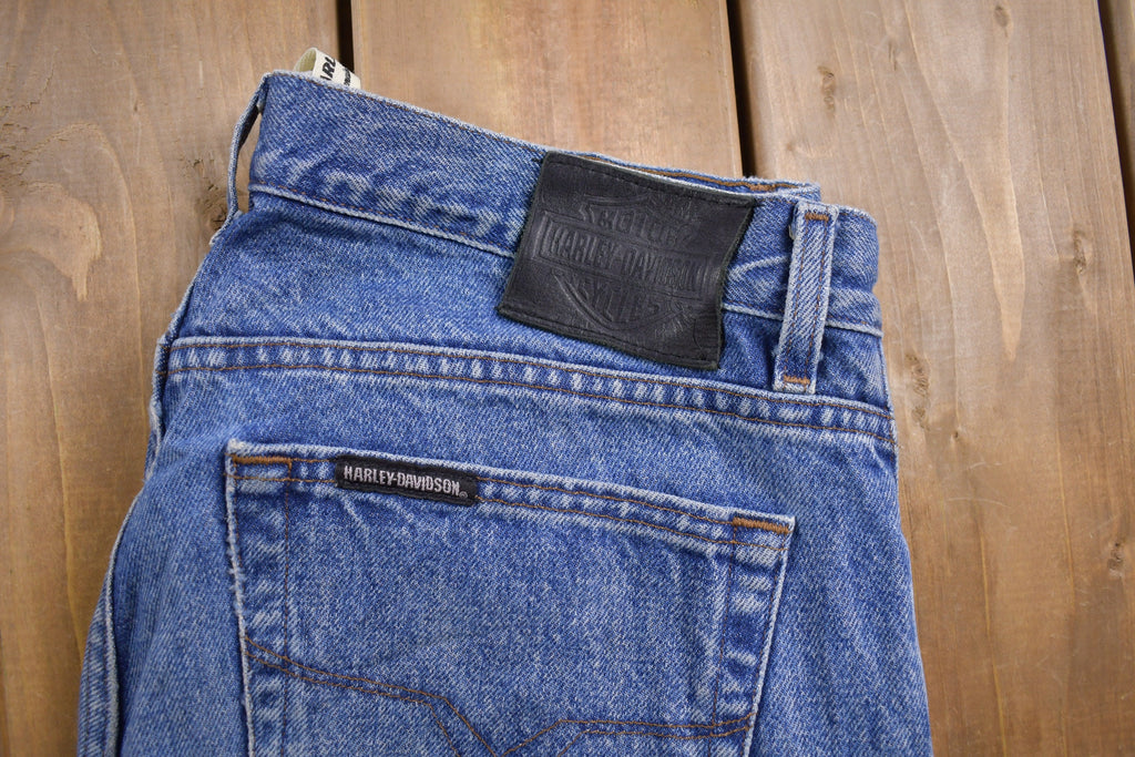 Vintage 1990's Harley Davidson Light Wash Blue Denim 35 x 35 /