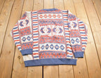 Vintage 1980s Ashley Knit Abstract Pattern Crewneck Sweater Made In USA