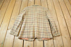Vintage 1980s Paula Sakes Plaid Wool Silk Lined Blazer