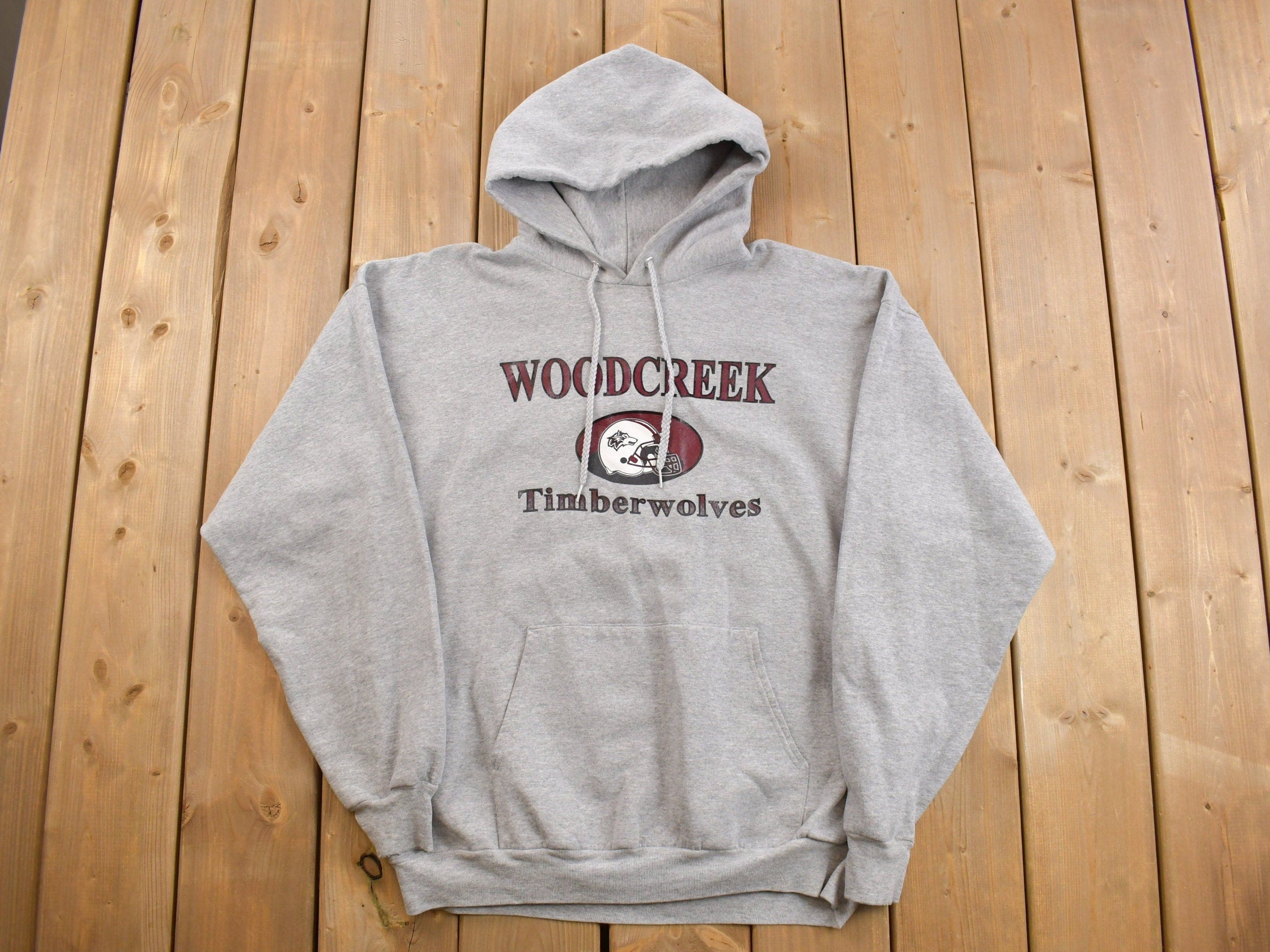 Vintage 1990s Timberwolves Hoodie Sweatshirt  90s Hoodie  Essential  Streetwear  90s  Football