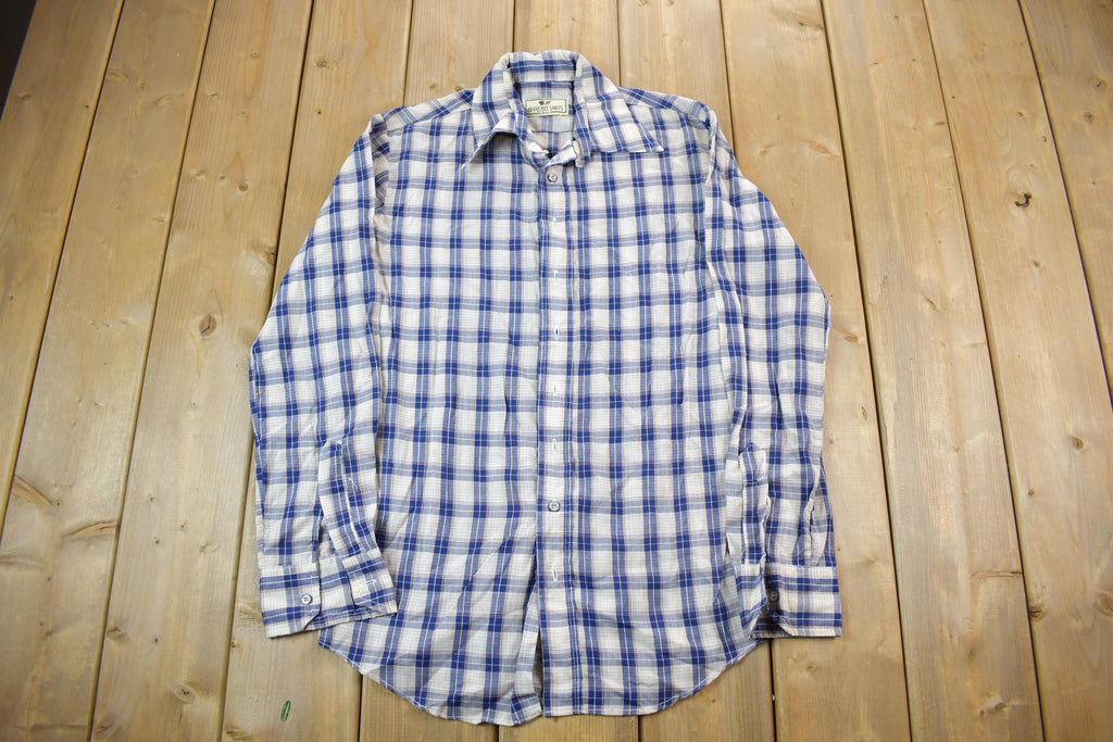 Vintage 1990s Blue Plaid Button Up Flannel Shirt
