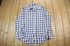 Vintage 1990s Blue Plaid Button Up Flannel Shirt