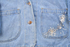 Vintage 1990s CMC Floral Embroidered Denim Blazer