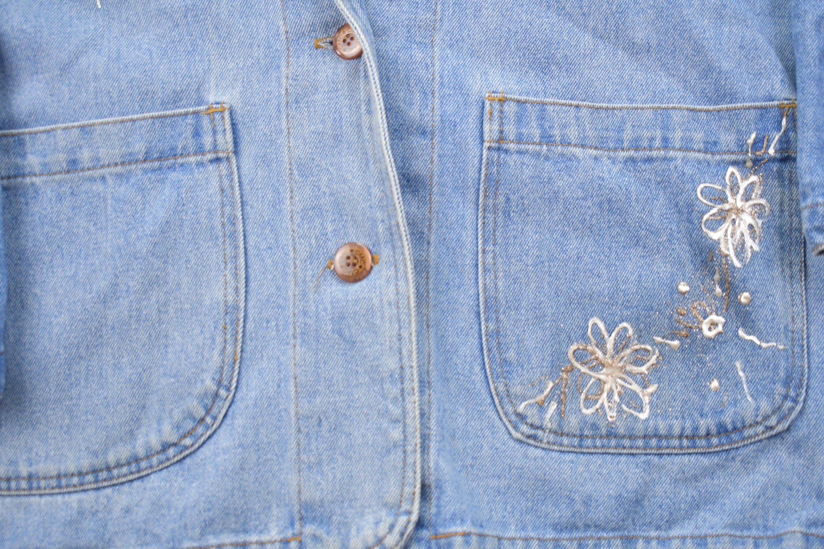 Vintage 1990s CMC Floral Embroidered Denim Blazer