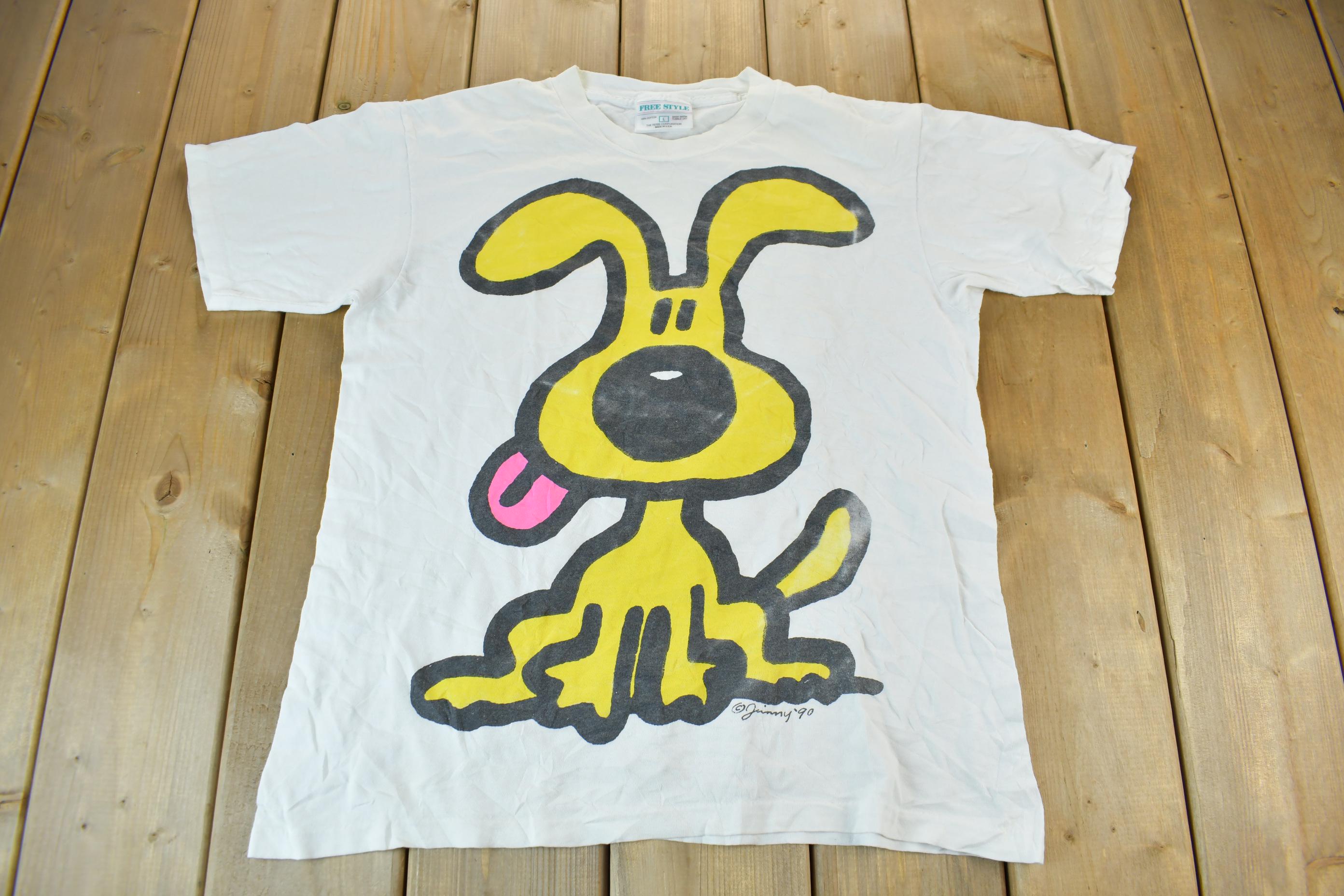 Vintage 1990 Cute Dog Graphic T-Shirt