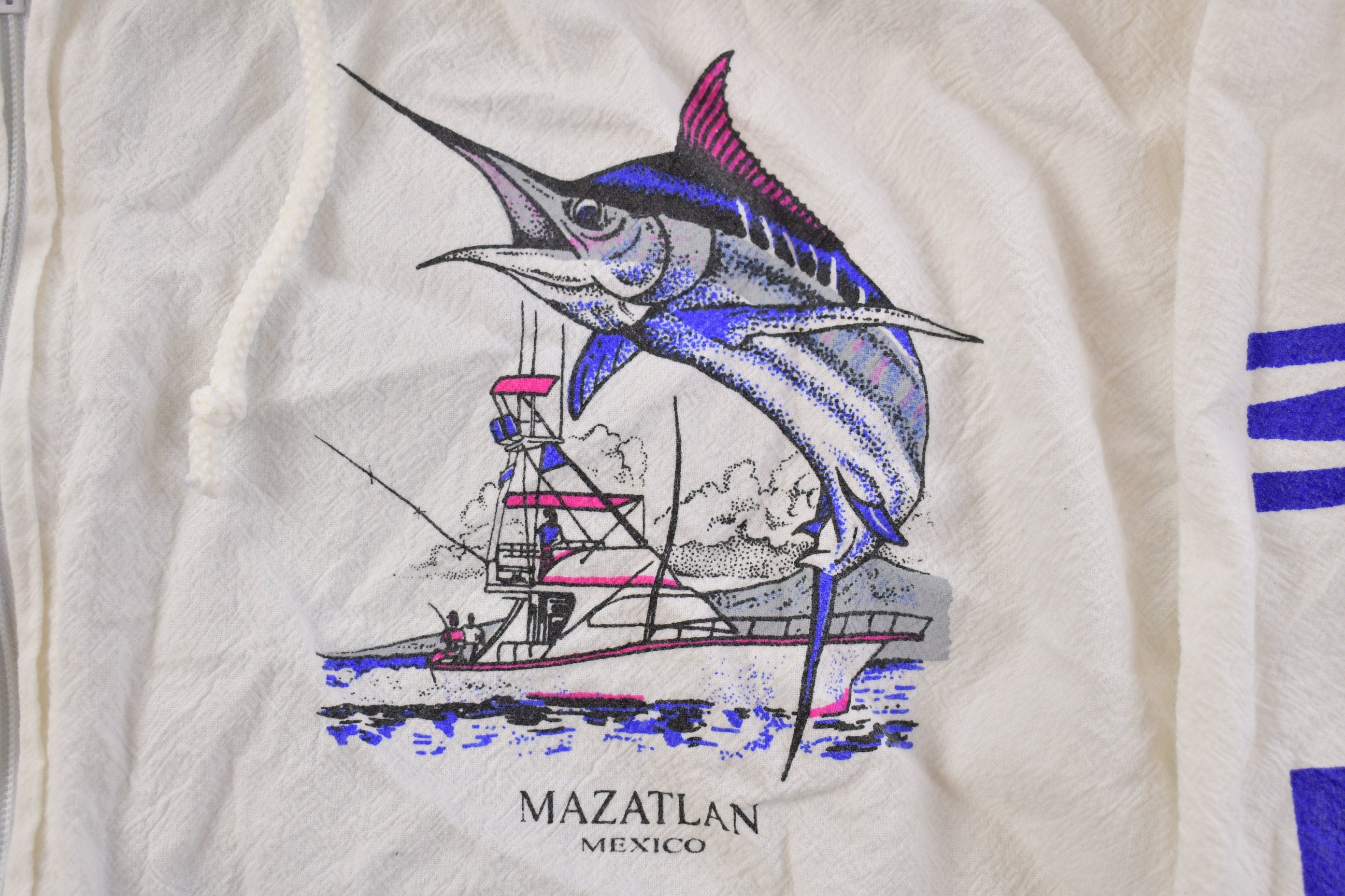 Vintage 1990s Cancun Mexico Full Zip Graphic Hoodie