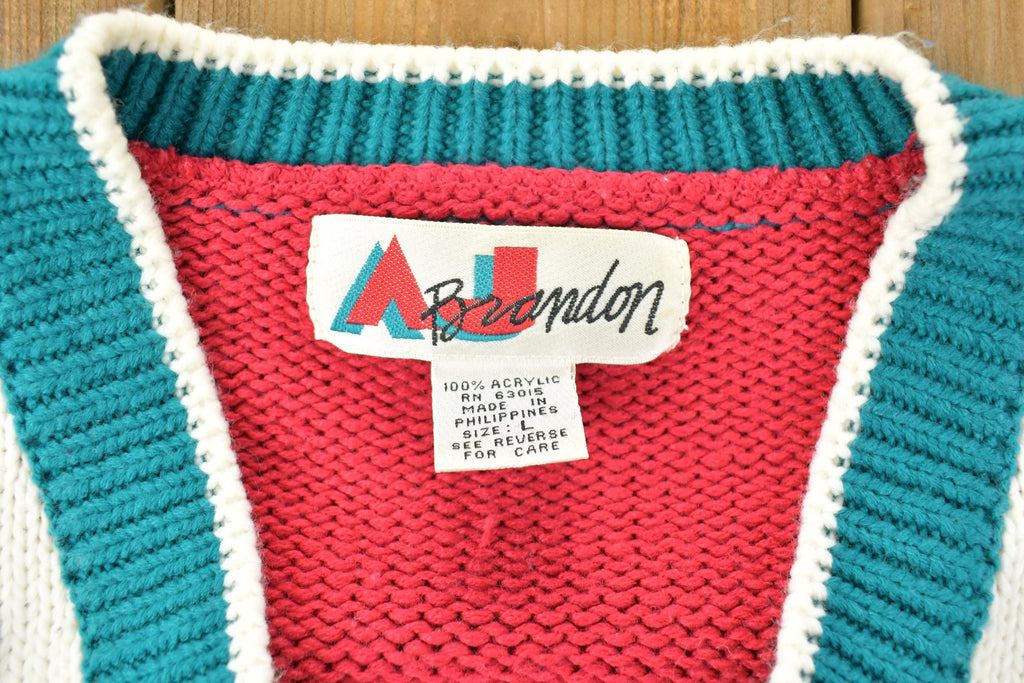 Vintage 1990s AJ Brandon Cable Knit V Neck Sweater