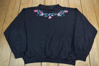 Vintage 1990s Ginger Tree Floral Knit Crewneck Sweater
