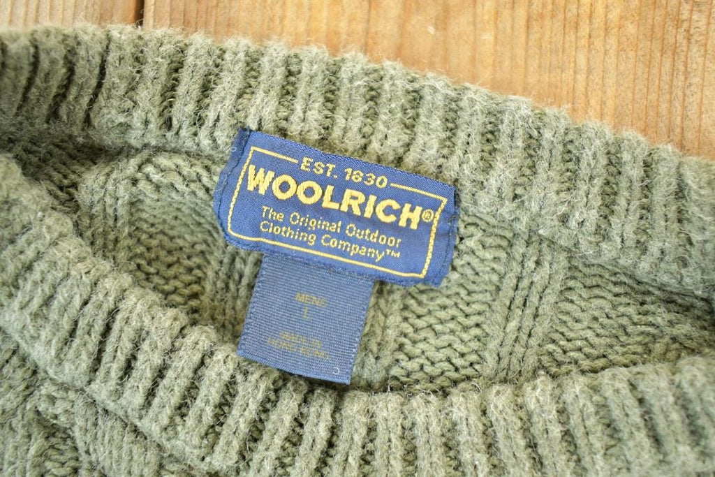 Vintage 1990s Woolrich Mens Cable Knit Crewneck Sweater Mens L