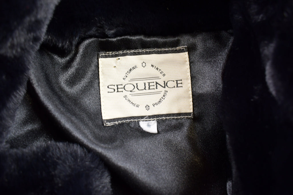 Vintage 1980s Sequence Black Mink Fur Coat Made In USA