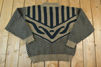 Vintage 1990s K Cosa Leather Patch Knit Crewneck Sweater