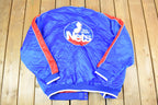 Vintage 1990s New Jersey Nets Hardwood Classics Satin Button Down Puffer Bomber Style NBA Basketball Jacket