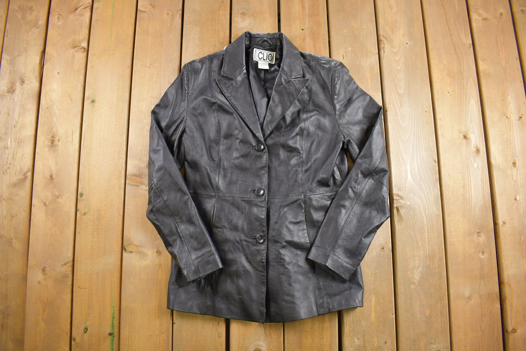 Vintage 1990s Leather Clio Leather Blazer Jacket